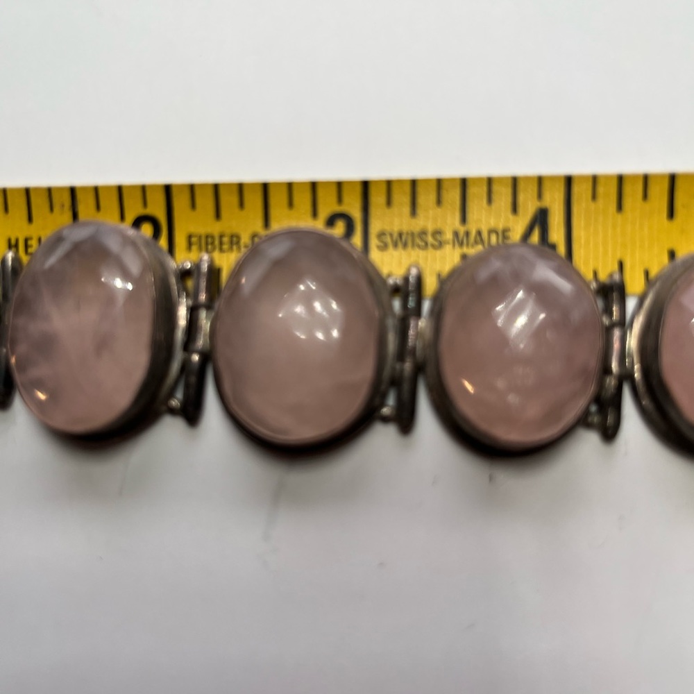 Handmade, Rose Quartz- Faceted, Cushioned withSterling 8”Adjustable Bracelet EUC - Picture 6 of 9